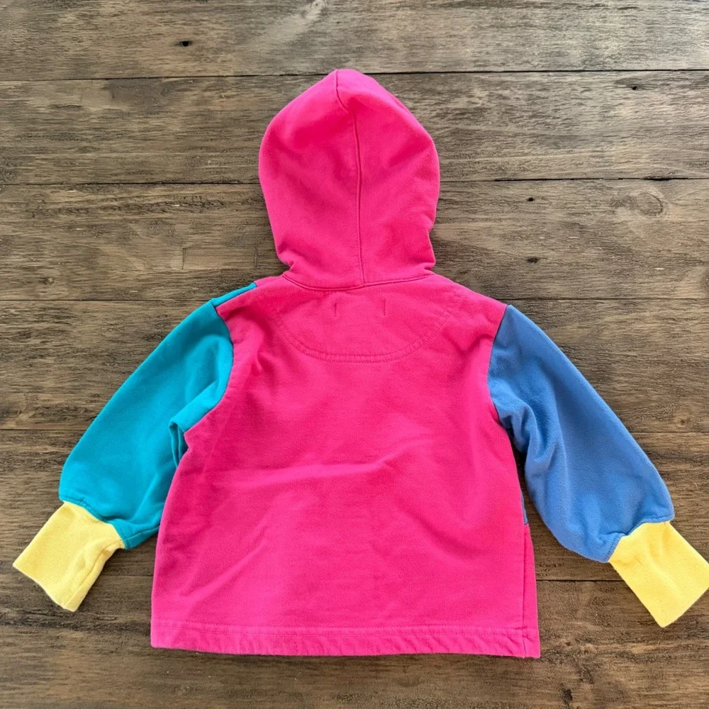 Vintage Gymboree Infant Colorblock Snap‎ Front Hoodie Pink Teal 90s 100% Cotton